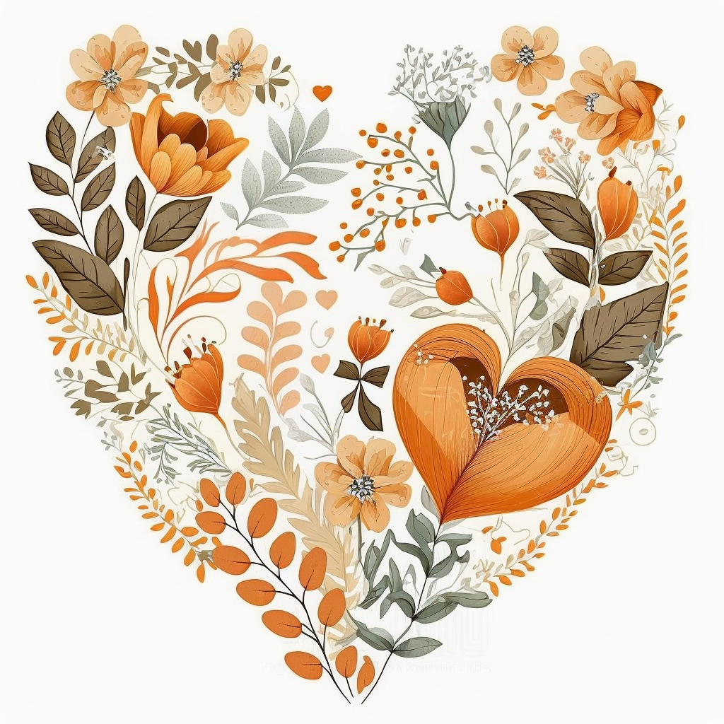orange heart cliparts