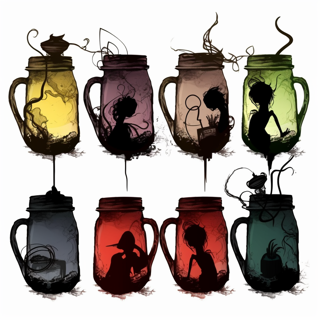 old style silhouette cliparts
