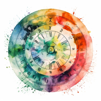 watercolour mystical, a circular chart divided into 12 equal sections for astrology, clipart, hd, on white background