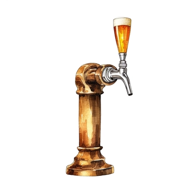 A Beer Tap, , full color, clipart, watercolor illustration, single object, high definition 8k, white background for removing background