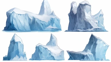 iceberg clipart for psd vector free download, in the style of hard-edged painter, david nordahl, gouache, low resolution, ink wash, rtx, ron embleton