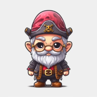 clipart, male kawaii Pirate gnome, kawaii Pirate gnome, isolated on white background, no background