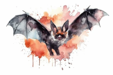Watercolor, Bat Mammal, clipart, hd, on a white background, spaced out