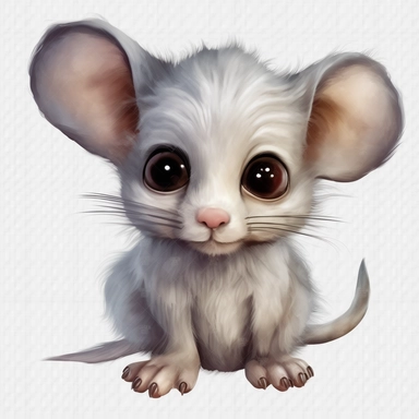 a single clipart image png graphic of a Realistic Pop Art Animal baby png Sublimation graphics Watercolor clipart Sublimation Design Whole Body Baby Nana Granny Mole Mouse Animal