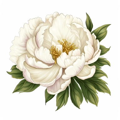 detailed Peony clipart, white color , super cute, spring peony clipart