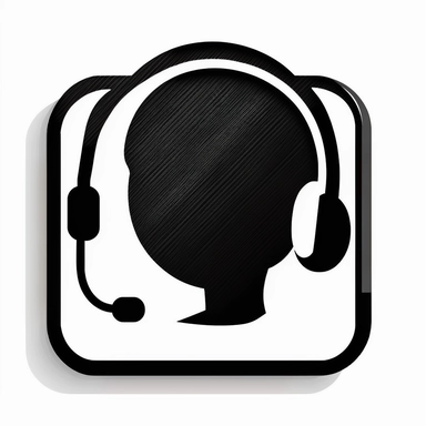 help desk icon, black and white, clipart style
