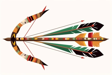 an arrow extending a bow weapon, clipart, vector hd, on white background