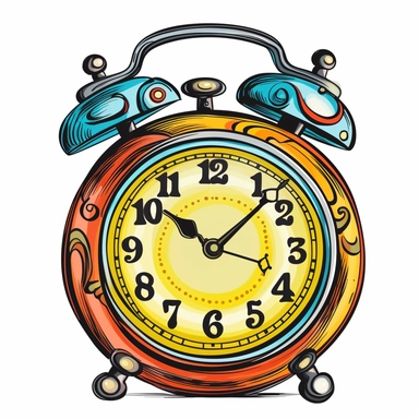 clock clipart, cartoon style, no background