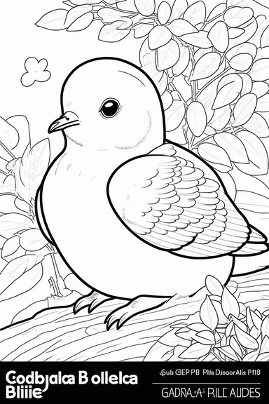 a cute and happy dove, black and white clipart for a kids coloring page, simple and clean line art, illustration style,