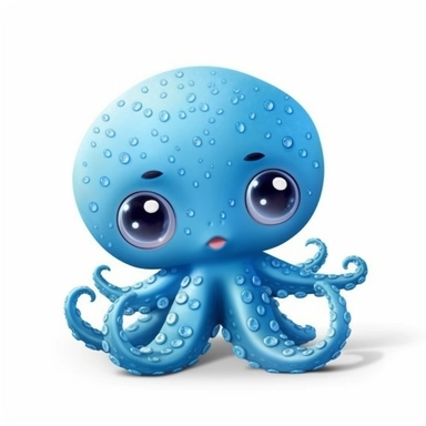 clipart with white background, a cute baby octapus, clearly defined separate image, high quality--ar3:4-no mockups, watermarks, numbers, writing, letters--q2--v5.1--s1000