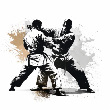 Two brazilian jiu jitsu fighting, clipart, white background