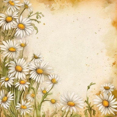 chamomile, page border style, clipart, watercolor, vintage--q2