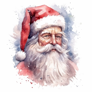 one watercolor santa clau gba clipart on a white background, in the style of sigma 105mm f/1.4 dg hsm art, uhd image, aquarellist, whimsical ink drawings, ilford pan f, meticulous details, ornamental details and embellishments, no watermark, text, 300 DPI , typography, shapes do not stick together, no text in the picture, on a white background