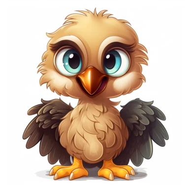Clipart of a cute baby eagle, full body