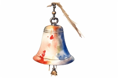 Clip art of ice Japanese Wind Bell, simple, white background, Beautiful margins, large margins, by Helen Beatrix Potter, easy to crop image, Natural light, 4k, HDR