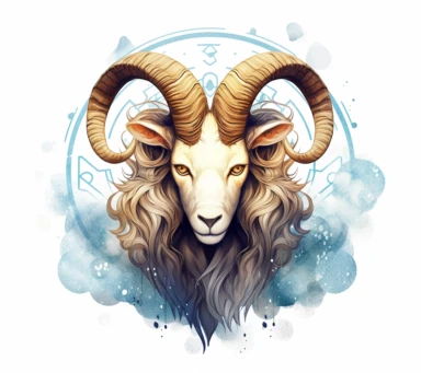 A lone zodiac logo beautiful representation of Capricorn, featuring intricate zodiac details, graceful silhouette captures the timeless beauty of zodiac of Capricorn style. Clipart, watercolor, white background, intricate detail, hyper-realistic, unreal engine cinematic smooth