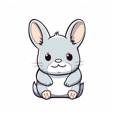 cute Drawn chinchilla , isolated on a plain solid white background, clipart