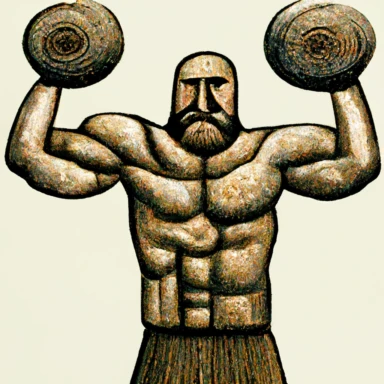 a strong man lifting a barbell, clipart,