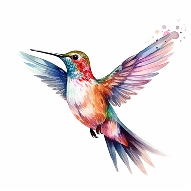 watercolor hummingbird clipart - watercolor clipart - watercolor bird, single design, detailed
