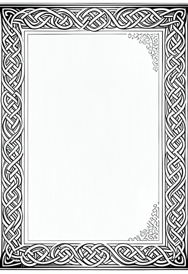 vector black graphic thin frame border corner celtic knots on white background clipart