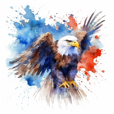 patriotic eagle clipart in the style of the american flag, in the style of willem haenraets, jane crowther, associated press photo, colorful explosions, detailed crosshatching, watercolor, lee bontecou