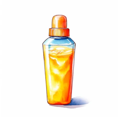 watercolor clipart illustration of a sunscreen lotion, cute, white background
