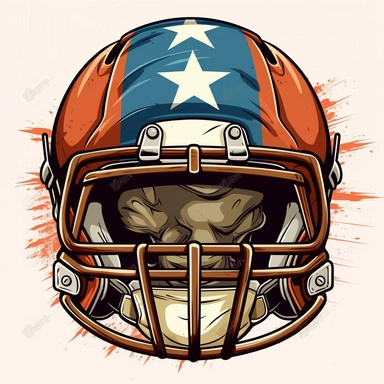 American football and helmet, cartoonish design, 2D illustration, clipart