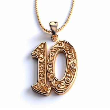 clipart necklace with gold chain, number 19th decade , white background