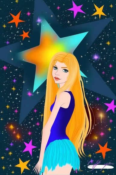 Aurora Starfall A star spirit beautiful young woman deviantart, no gradients, pixabay by Verónica Ruiz de Velasco, Marie Angel, cartoon, pop art, full_body, Muggur, Bálint Kiss, lineless, Daphne Fedarb, vector art, clipart, Lü Ji, Melissa A. Benson, Li Chevalier, Randy Vargas, Rumiko Takahashi, Karl Bryullov, Nara Yoshitomo, Hugh Hughes