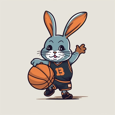 jacked bunny dunking a basketball in hype clothing clipart