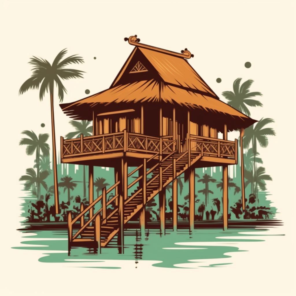 How to draw stilt house step by step very easy - YouTube