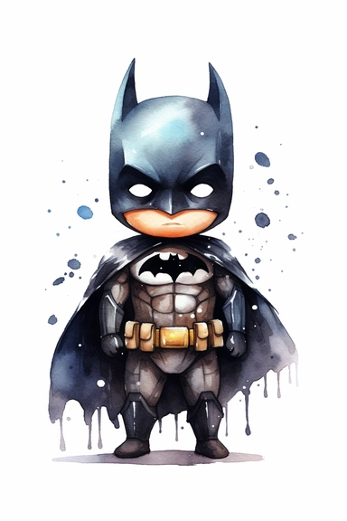 batman watercolor clipart cute isolated on white background