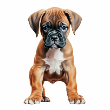 Realistic clipart whole body paws puppy boxer white background