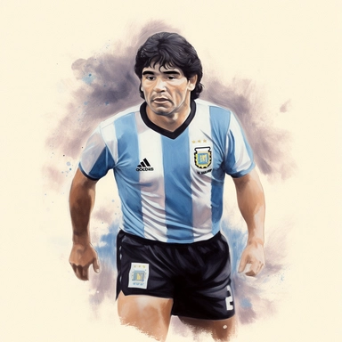 a clipart of a ultra detailed watercolor Diego Maradona football player in Argentina National team with a Argentina National Team Logo watercolor as background, v4 ar 2:3