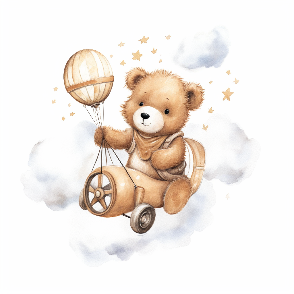 Boho teddy bear clipart for a nursery, light brown tone for a boy ...