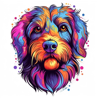 vector art of a dog illustration, vivid colors, colorful, pastel cute colors, Sublimation Clipart ,Cartoon,hyper realistic, intricate detail, illustration style,high solution,on the white background