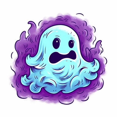 cute halloween ghost, duotone, vivid colors, clipart, whitebackground