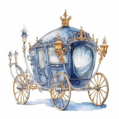 watercolor Cinderella carriage clipart