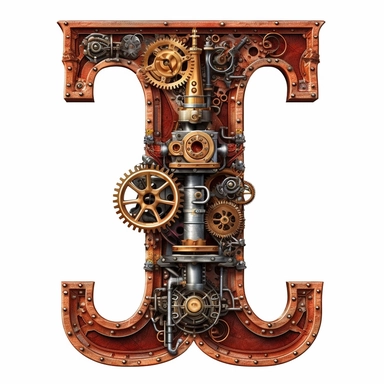 Steampunk, Letter J, clipart, white background, v--4