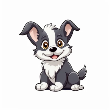 cute cartoon huskie dog clipart, white background,--no cut-off edges