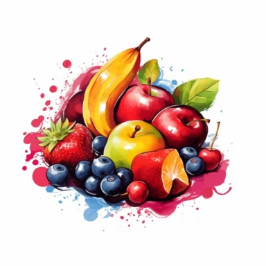 watercolor fruit png transparent clipart, in the style of oil paintings, fujifilm eterna vivid 500t, colorful, ink and wash, uhd image, colorful cartoon Clipart desert cartoon t-shirt graphic, vector,contour, isolated on a white background