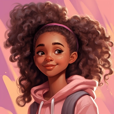 illustration concept of cartoon african girl clip art, in pink, in the style of lilia alvarado, poodlepunk, walt disney, realistic portrait drawings, charming anime characters, 32k uhd