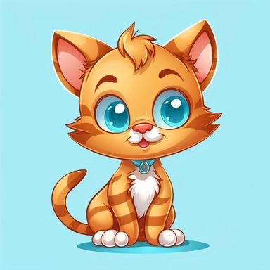 Clipart of a Cute Cartoon Cat