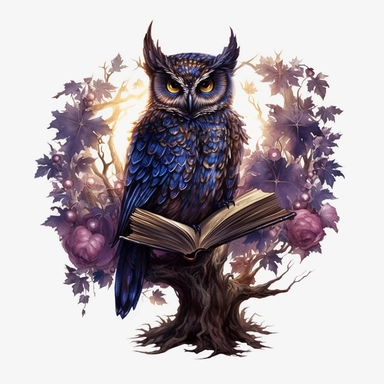 Watercolour dark fantasy black royal gothic deadly nightshade tree stood with dark magic books with deadly nightshade lanterns magnificent gothic owl stood on tree with mesmerising compelling features perfect magnificent detailed wings beautiful compelling realistic eyes PNG image ultra highly detailed, 18k, sharp focus, bright photo with rich colours digitally enhanced, enhanced graphics, straight, sharp focus, bright lighting, intricate detailed png image ,high definition,300dpi,graphic clipar