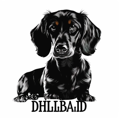 logo clipart dachshund black and tan white background