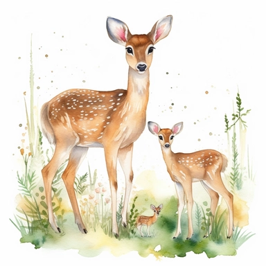 Deer and doe graphics, Woodland Animals Clipart Watercolor, Clipart, hand drawn, vector, high resolution, 4K
