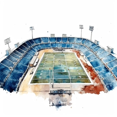 hyper detail watercolour american football field , white background, clipart