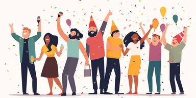 clipart friends celebrating a party, white background
