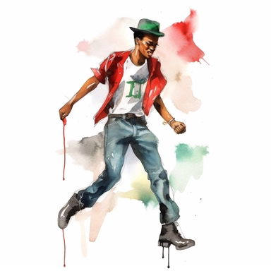 watercolor,hd, clipart,happy, in the style of jean basquiat, celebrating Juneteenth,full body, party, freedom,red,black and green, on white background