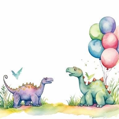watercolour pastel colours dinosaurs grass balloons template boarder clipart rectangle kids